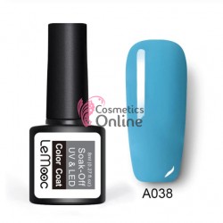 Oja semipermanenta LeMooc color UV / LED de 8 ml Cod A038 Briliant Blue + 1 Cutie sclipici Auriu Cadou